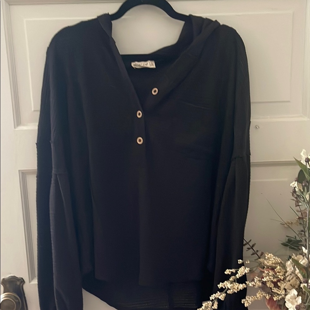 New In Black Hooded Cardigan